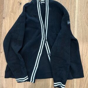 Alo Black Cardigan with White Stripes
